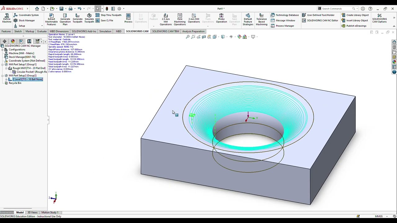 SOLIDWORKS cam Education Edition   Instructional Use Only   Part1   2568 03 21 13 41 06