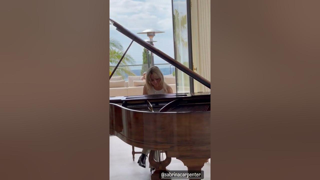 Sabrina Carpenter playing the piano in Cannes, France.