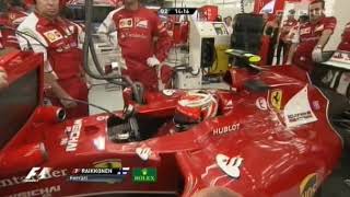 Kimi Räikkönen´s girlfriend Minttu Virtanen in the Ferrari Box at Qualifying Bahrain 2014