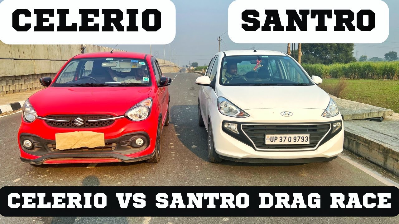 DRAG RACE:NEW CELERIO VS NEW SANTRO DRAG RACE #dragrace #race #celerio2022 #santro #celerio
