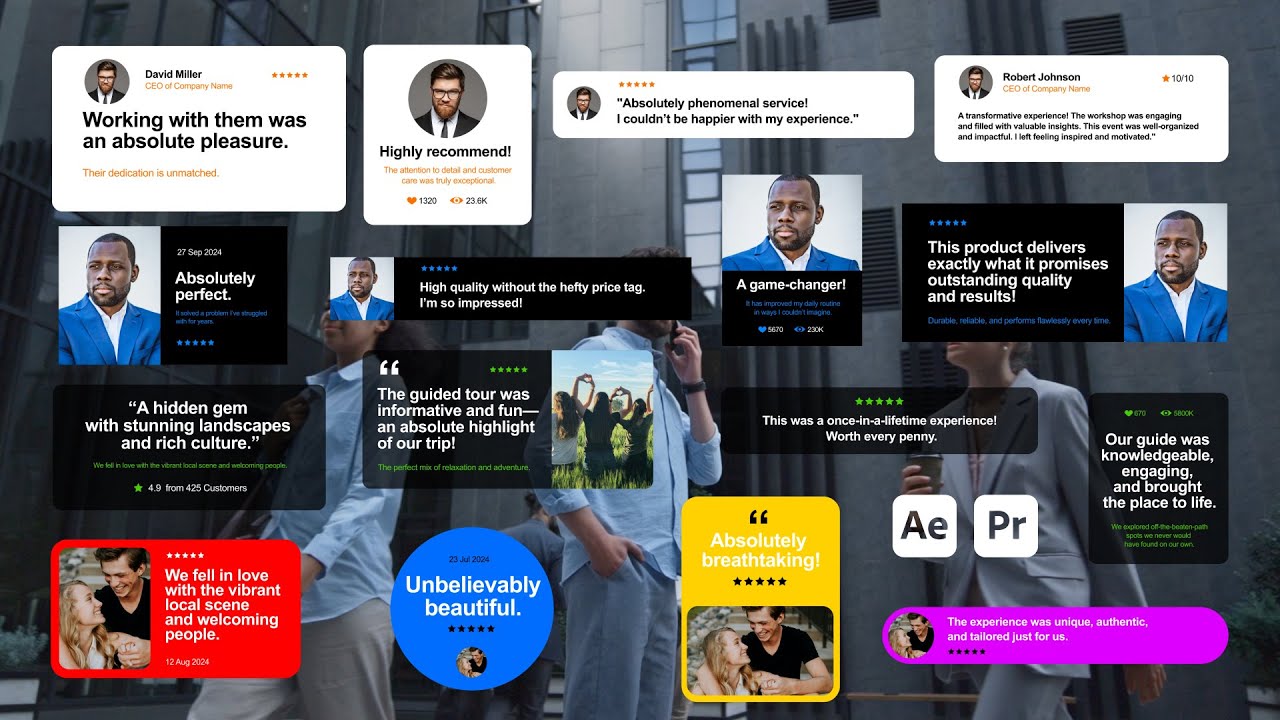 Testimonials Color Pack (After Effects - Premiere Pro MOGRTs)