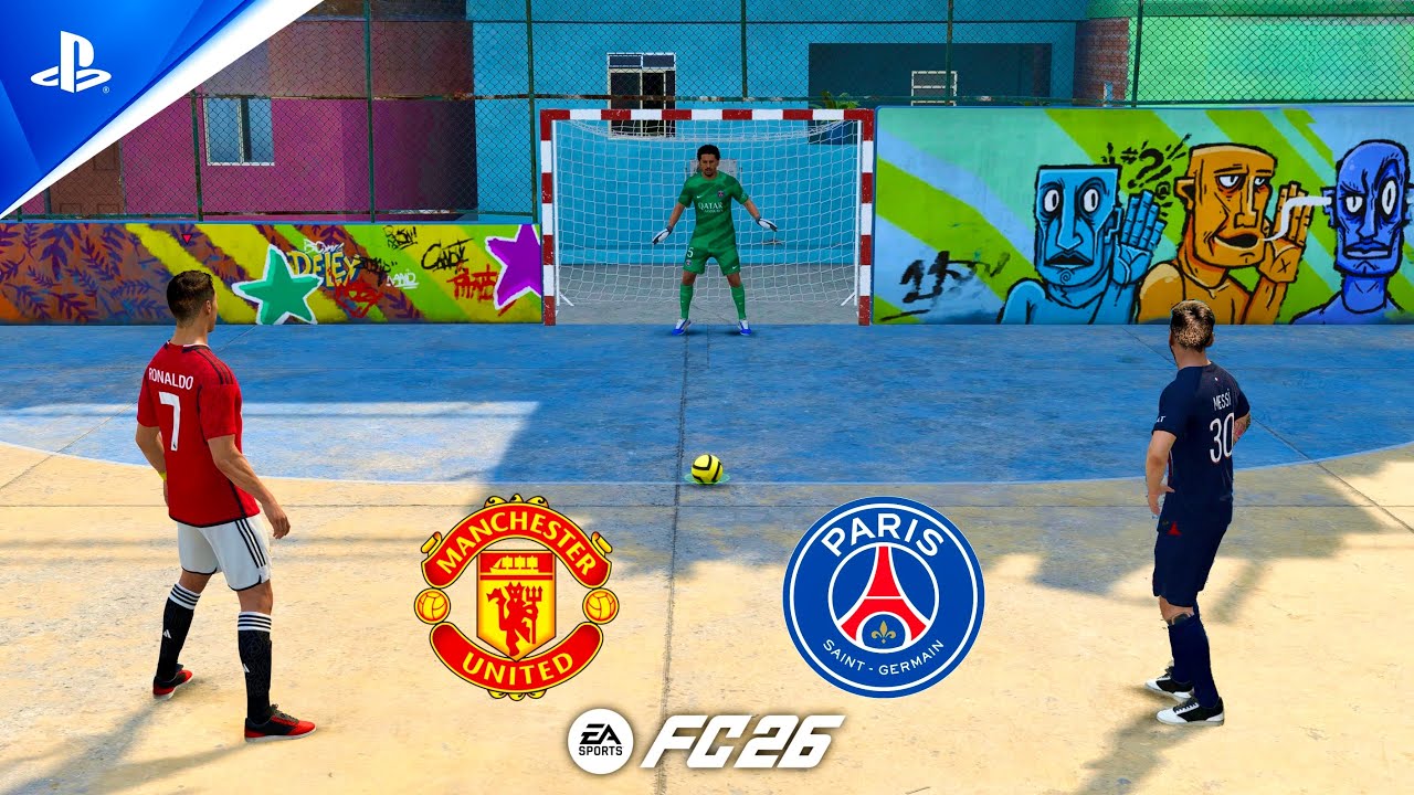 FC 26 Volta | Ronaldo Messi Neymar Mbappe Haaland Vinicius | Man United vs PSG - Penalty Shootout