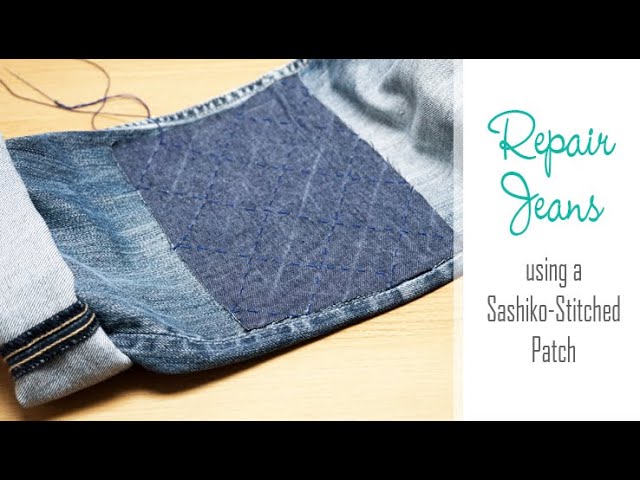 HOW TO PATCH JEANS INNER THIGH BY HAND  Sewing By Hand for Beginners 