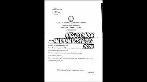 UTES UCE Joint Mock Mathematics Paper 1 2025 #katedapp #exam #education