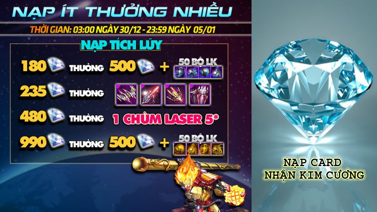 Chiến Cơ Huyền Thoại – Hướng Dẫn Nạp Card Nhận Kim Cương, Làm Nhiệm Vụ Tuần, Lên VIP