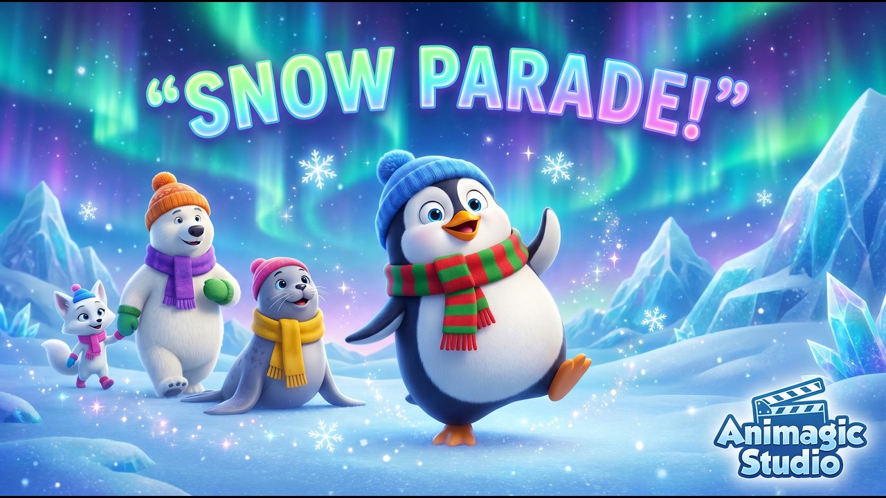 Arctic Animal Snow Parade | Polar Animals Song for Kids | Winter Dance ...