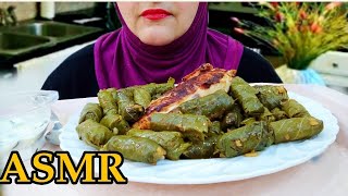 أصوات الاكل الحقيقيه، ورق عنب(دولمه) دجاج مشوي Mukbang ASMR Eating Grape Dolma leaves