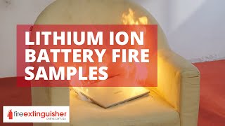 Lithium battery fire samples: mobile phone, laptop, power tools, battery