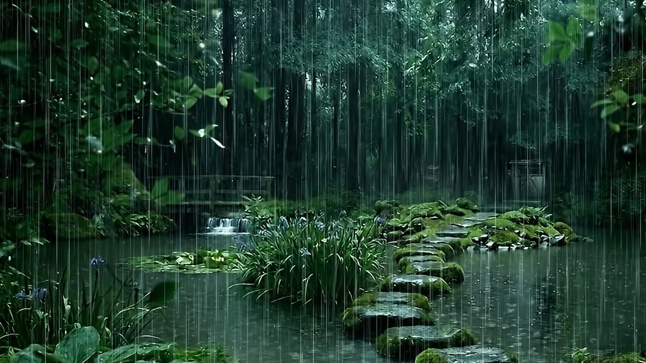 Deep Sleep INSTANTLY with Soft Rainfall on Tranquil Forest Lake | ASMR Forest Rain for Stress Relief