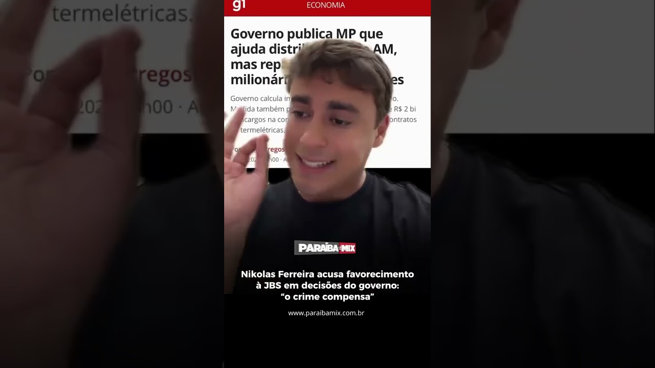 Nikolas Ferreira acusa favorecimento à JBS em decisões do governo:"o crime compensa"