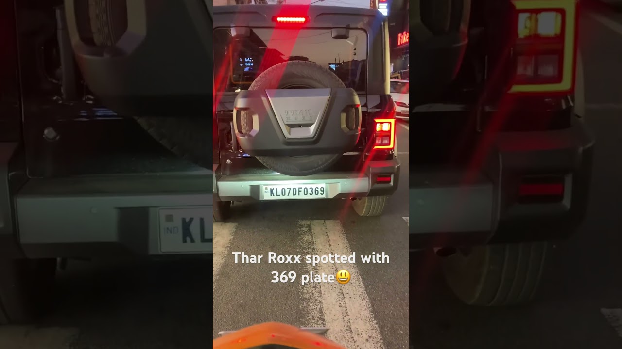 Mahindra Thar Roxx spotted with Mamukka's favourite 369 licence plate.