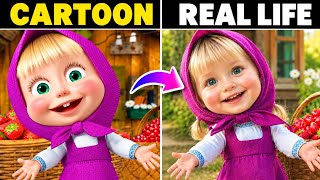 Masha and the bear Cartoon All Characters in Real life😱🐻| @Toon_Info72 #masha #viralvideo 