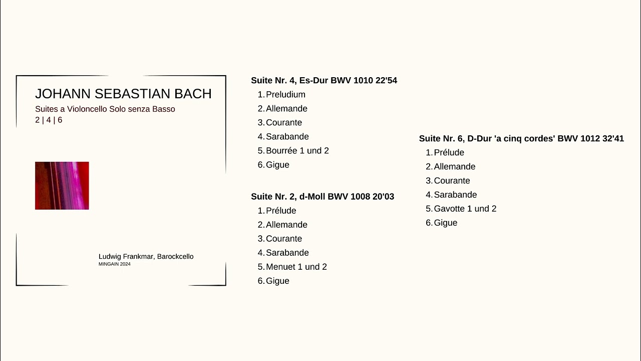 Johann Sebastian Bach - Cellosuiten 4,2,6 | Ludwig Frankmar, Barockcello