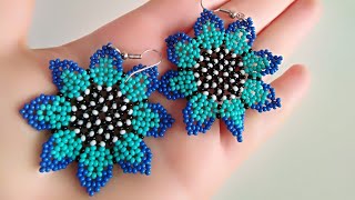 ayçiçeği huichol küpe yapımı/huichol kolye yapımı/DIY /beaded braclet/Huichol Beaded Flower Earrings