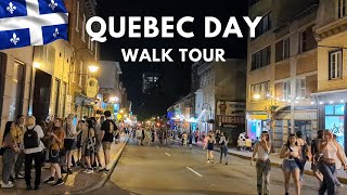 Night Walk in Quebec City During Saint-Jean-Baptiste Day | 4K UHD