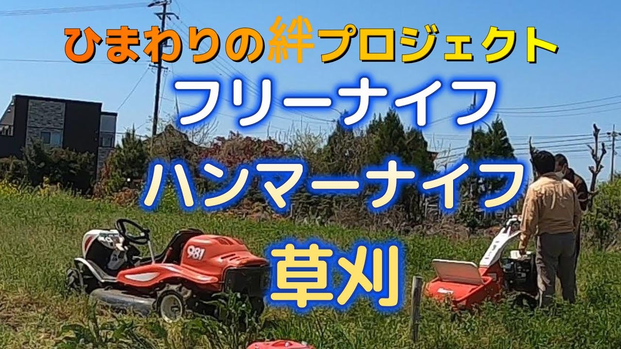 乗用草刈り機フリーナイフモアRM981とハンマーナイフHRC664【ひまわり 