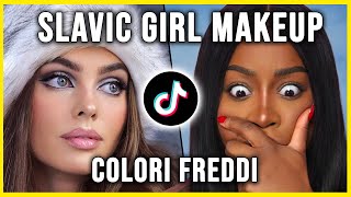 SLAVIC GIRL MAKEUP TREND TIKTOK | SOLO CON COLORI FREDDI 😭 PELLE SCURA