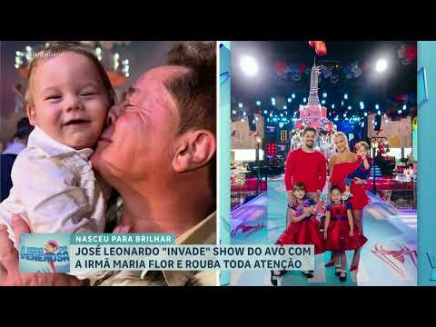 A HORA DA VENENOSA: José Leonardo e Maria Flor invadem show do avô e roubam a atenção