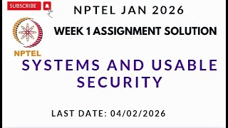 NPTEL Systems and Usable Security Week 1 | NPTEL Jan 26 | Assignment 1 #nptel #myswatam