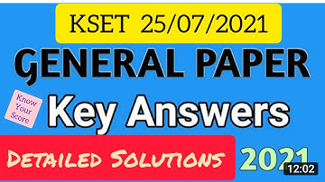 KSET July 2021 Answer Key | General Paper | With Answers | Paper 1 Detailed Solution