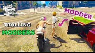 Trolling Modders With Melee Attack On A Bike  |  Grand Theft Auto 5
