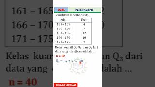 Cara Menentukan Kelas Kuartil pada Tabel Frekuensi (Short)