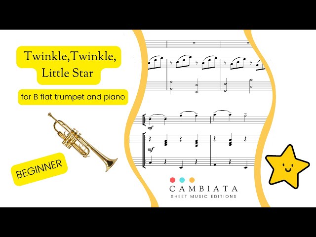 Twinkle, Twinkle, Little Star B-Flat Instrument Sheet Music (Lead Sheet)  with Chords and Lyrics