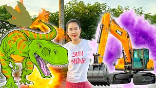 Changcady cùng xe máy xúc chiến thắng khủng long bạo chúa