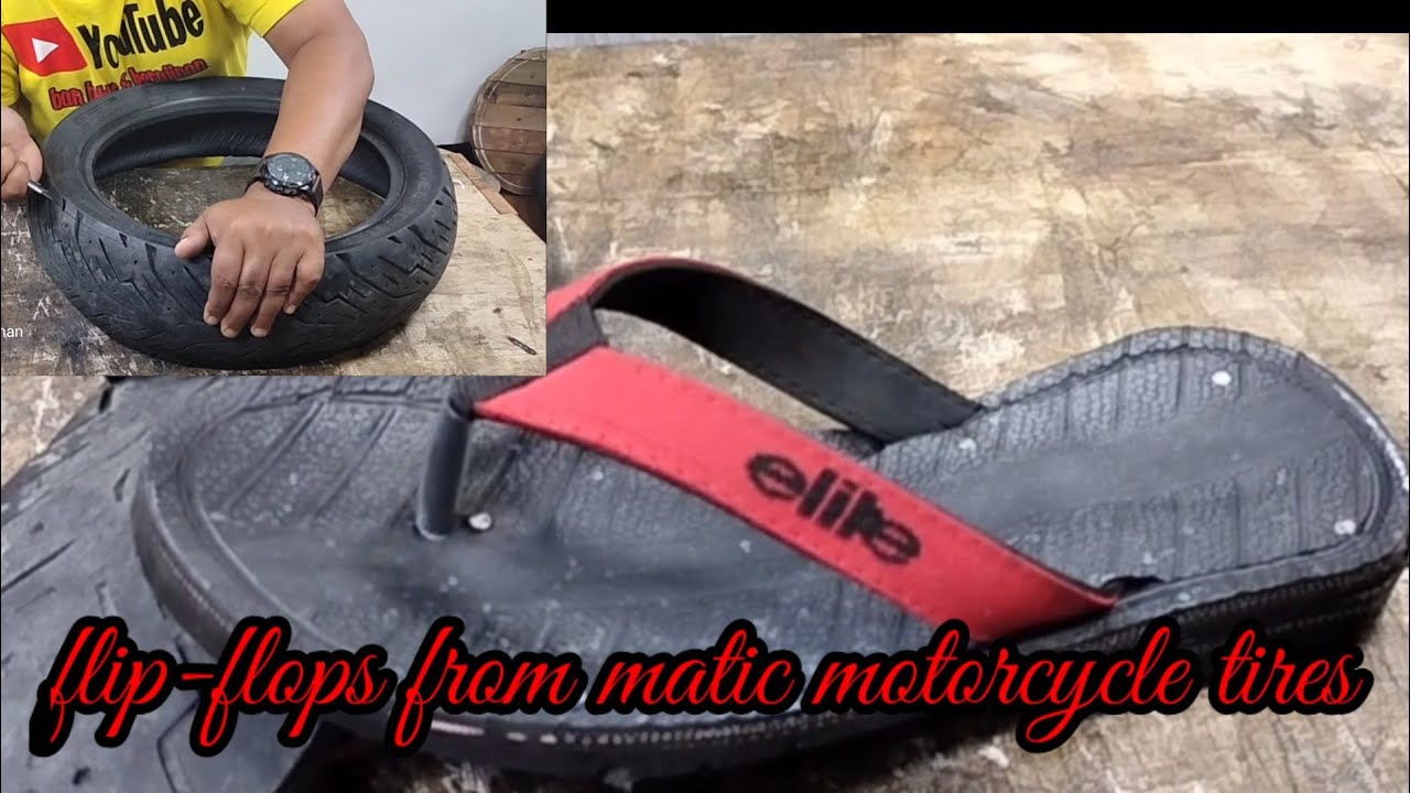 Making flipflops from automatic motorcycle tires YouTube