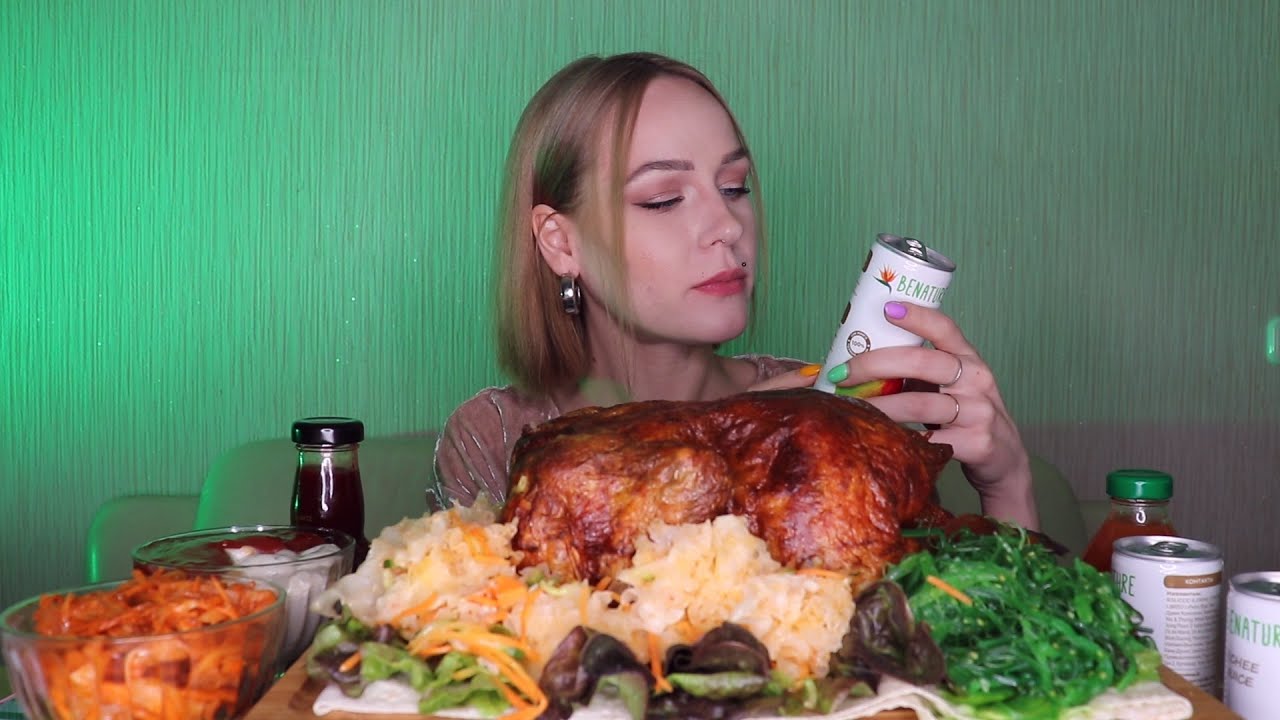 MUKBANG | Курица, корейские салаты | Chicken, Korean Salads | не ASMR