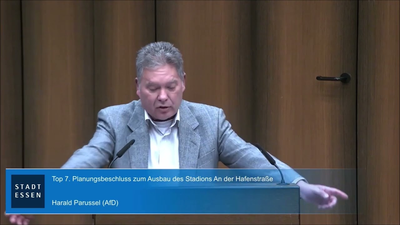 Planungsbeschluss zum Ausbau des Stadions "An der Hafenstraße" Harald Parussel Ratsherr AfD Essen