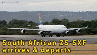 South African Airways (ZS-SXF) arrives & departs RW03 at Perth Airport.
South African Airways (ZS-SXF) Airbus A340-313 arrives on RW03 and taxis to Gate 153 and departs on RW03 at Perth Airport.
This aircraft first flew on February 5, 2005 and was delivered to SAA on March 18, 2005.
On June 6, 2005 it was leased to Indian airline, Jet Airways (VT-JWC).
On July 10, 2007 it returned to SAA.
Between June 19, 2020 and February 16, 2022 it was stored at O. R. Tambo International Airport (FAOR) in Johannesburg.
It was returned to service on February 16, 2022.
#sivideoaviation #southafricanairlines #a340 South African Airways (ZS-SXF) arrives & departs RW03 at Perth Airport.