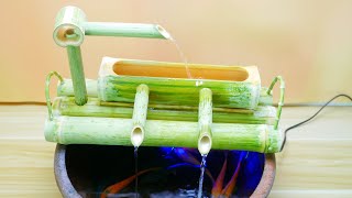 fish tank waterfall ideas ： indoor bamboo fountain，Very easy to make