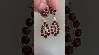 Antique garnet earrings - RomanovRussia.com #antiqueearrings  #antiquejewelry #vintagejewelry #gems