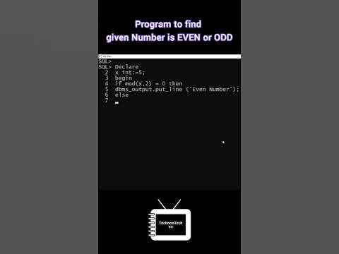Program to check number is EVEN or ODD | Even Odd program logic in PL ...