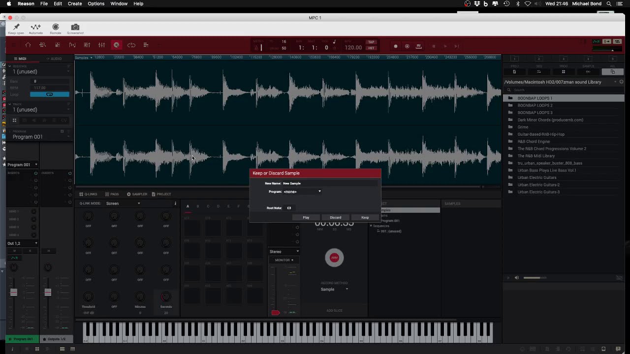How to sample with MPC plugin  inside of Reason