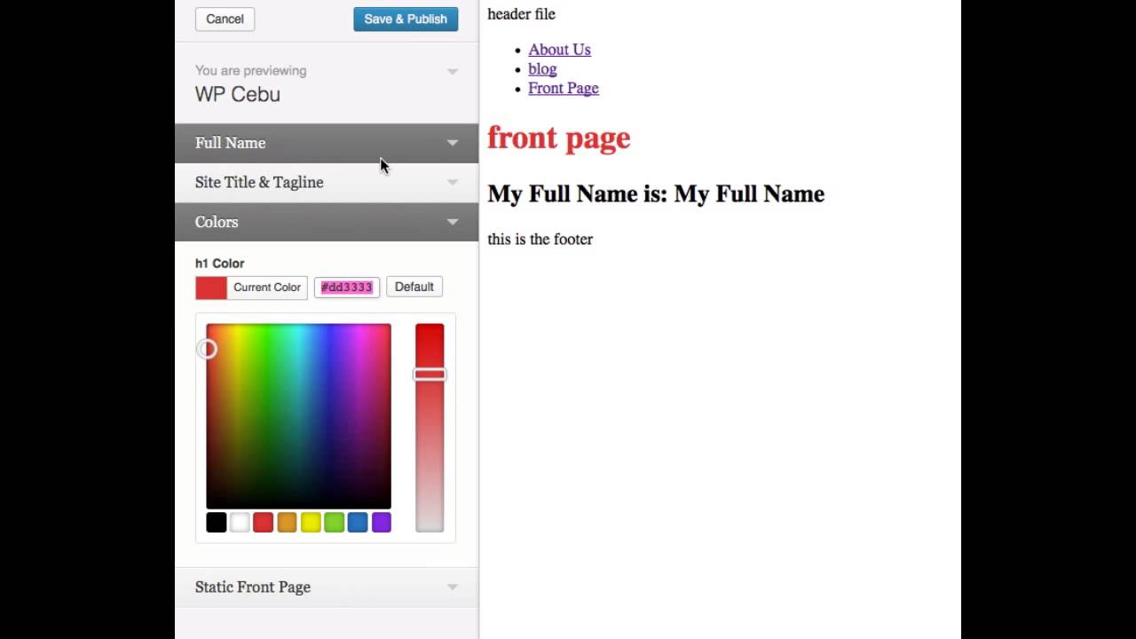 theme customizer - YouTube