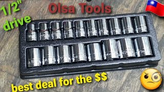 Olsa tools metric socket set 18pc 1/2 drive 6 point shallow chrome.