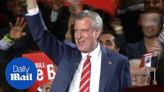 NYC Mayor Bill de Blasio wins decisive re-election victory - Daily Mail