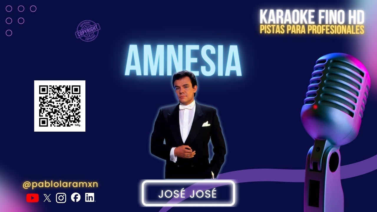 Amnesia – José José  Karaoke Fino HD | Karaoke Alta Calidad | Pistas Para Profesionales