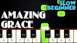 Amazing Grace | SLOW BEGINNER PIANO TUTORIAL + SHEET MUSIC by Betacustic