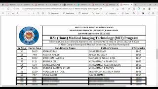 RMU RAWALPINDI MERIT LIST RIT#2023 #youtubeshorts