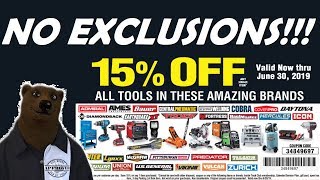 NO RESTRICTIONS 15% OFF @ Harbor Freight (Top 10 Deals)