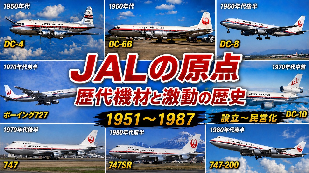 JALの原点】歴代機材と激動の歴史（1951〜1987）【前編】 - YouTube