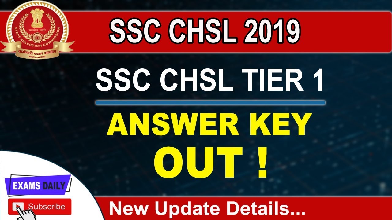 SSC CHSL Answer Key 2019 // CHSL Answer Key // Answer Key Out