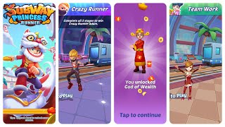 Subway Princess Runner God of Wealth Unlocked vs Lucy Outfit vs Crazy Runner Adam screenshot 2