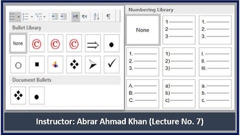 W07 - How to Use Bullets and Numbering in MS Word 2016 in Urdu | Hindi