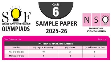 SOF NSO National Science Olympiad Class 6 Sample Paper 2025-26