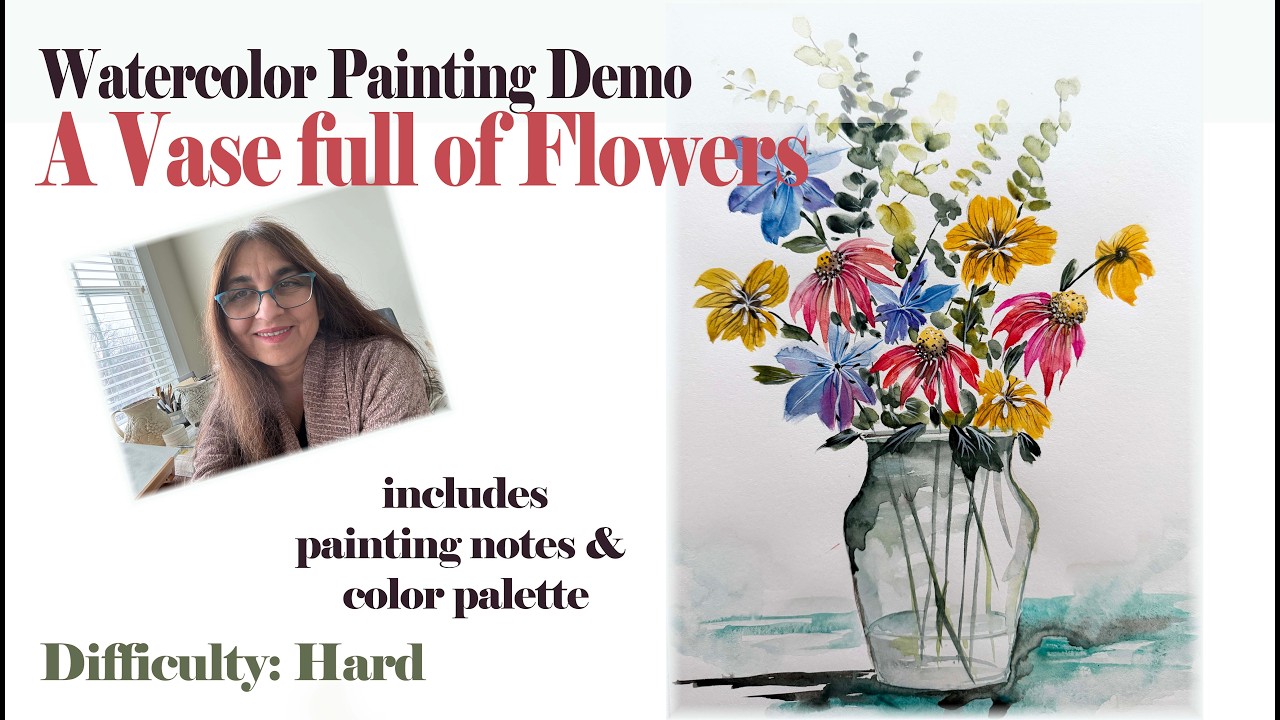 A Vase full of Flowers - Watercolor Painting Demo