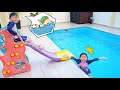 游泳池玩水！滑水道？親子短劇 ~ Kids Play At Swimming Pools！So Much Fun~